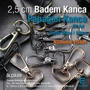 Papağan Kanca - 25 mm Badem Kanca - Yaylı Döner Kanca (100 Adet/Paket) S24699