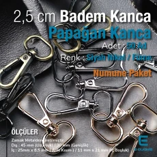 Papağan Kanca - 25 mm Badem Kanca - Yaylı Döner Kanca (100 Adet/Paket) S24699