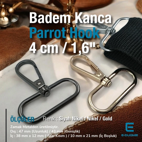 4 cm Yaylı Döner Kanca - Badem Kanca - Papağan Kanca S25145