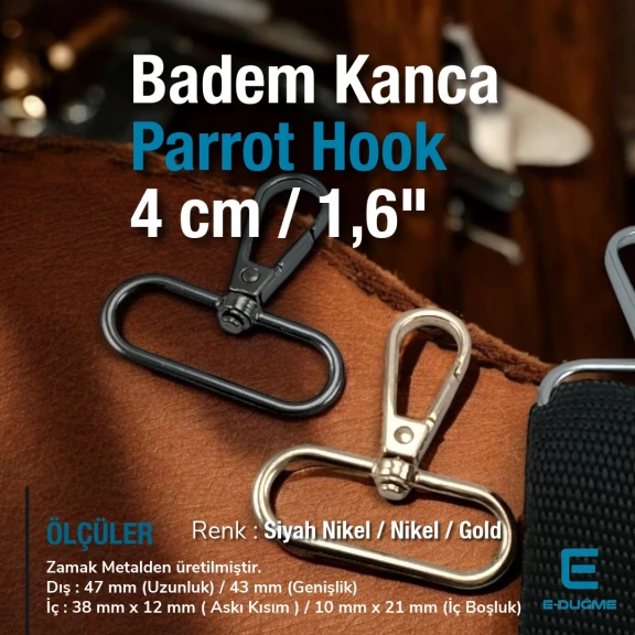 4 cm Yaylı Döner Kanca - Badem Kanca - Papağan Kanca S25145