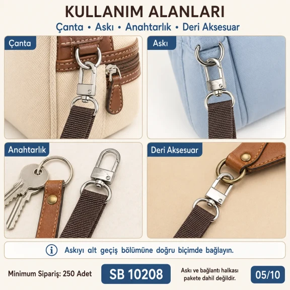2 cm Büyük Boy Kilitli Papağan Kanca Zamak Metal SB 10208 - Çanta Aksesuarı