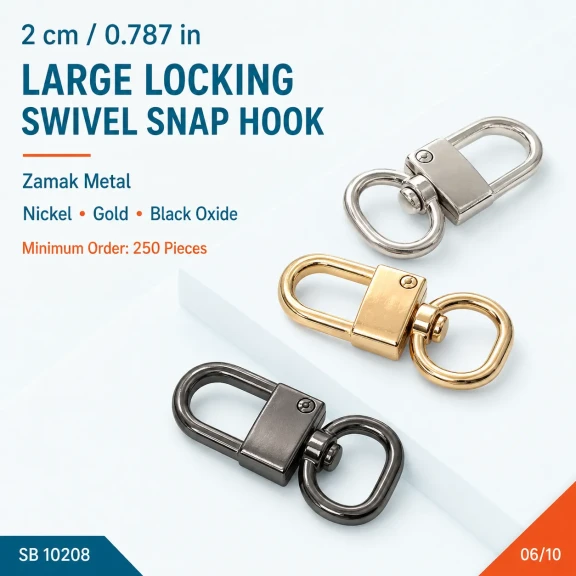 2 cm Büyük Boy Kilitli Papağan Kanca Zamak Metal SB 10208 - Çanta Aksesuarı