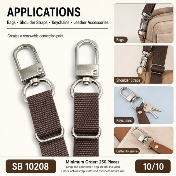 2 cm Büyük Boy Kilitli Papağan Kanca Zamak Metal SB 10208 - Çanta Aksesuarı
