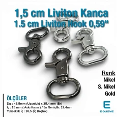 1,5 cm Liviton Kanca - Tetik Döner Yaylı Kancalar SB 20314
