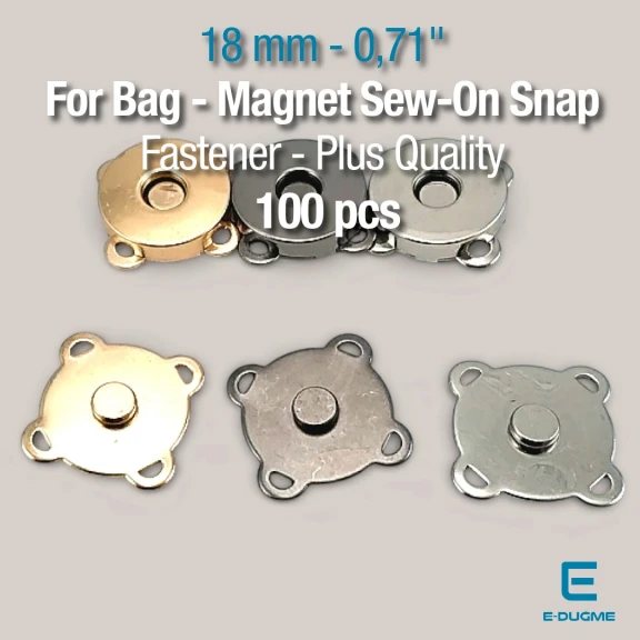 18 mm Çanta Mıknatısı - Dikme Mıknatıslı Çıtçıt - Plus Kalite SB 10132DIK