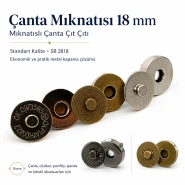 18 mm / 0.71 in Standard Quality Magnetic Bag Snap Closure SB 2818