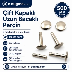 Çift Kapaklı Uzun Bacaklı Perçin 9 mm Kapak / 9 mm Bacak Saç Malzeme – 500 Adet SB0009-9CFT