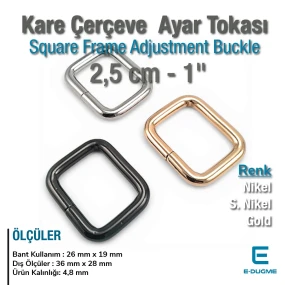 Dikdörtgen Toka 2.5 cm Çerçeve Toka Özel Metal Kaplama - Kalın Model SB 1215
