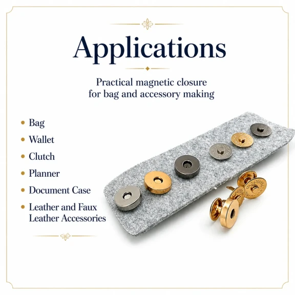 14 mm Double-Prong Magnetic Bag Snap Closure SB S-611CT made of durable metal for secure closure in bags and accessories