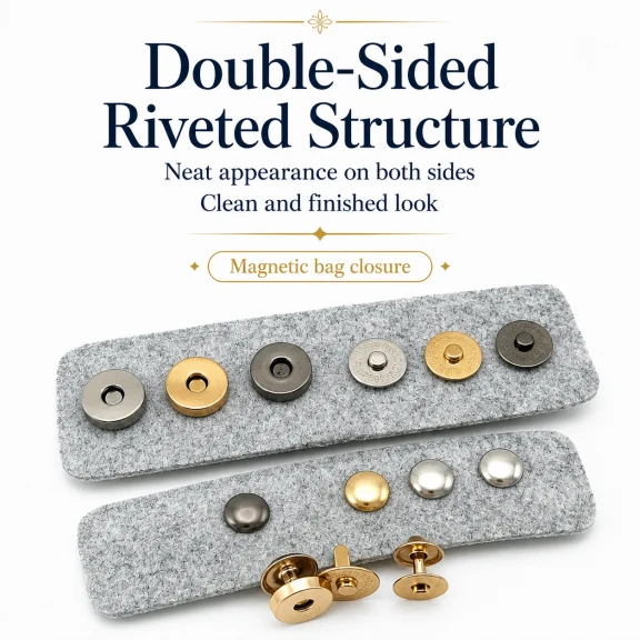 14 mm Double-Prong Magnetic Bag Snap Closure SB S-611CT made of durable metal for secure closure in bags and accessories