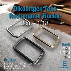 3 cm 1.2" Metal Rectangular Buckle - Frame Buckle Special Plating S 1220