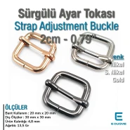 Metal Askı Ayar Tokası 2 cm Tek Sürgülü Kalın Model - Özel Kaplama S 1259
