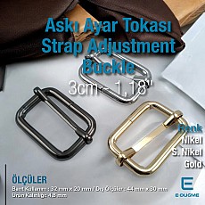 3 cm 1,2" Metal Strap Adjustment Buckle Single Slider S 1276