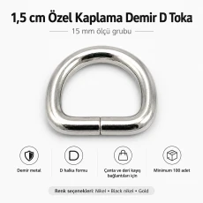 1,5 cm Özel Kaplama D Toka D Halka Demir S 3544