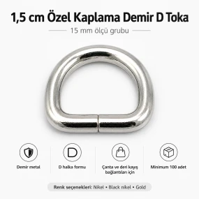 1,5 cm Özel Kaplama D Toka D Halka Demir S 3544