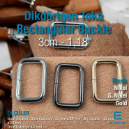 3 cm Dikdörtgen Toka - Çerçeve Toka Özel Metal Kaplama S 3572