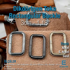 3 cm 1.2" Rectangular Buckle - Frame Buckle Special Metal Plating S 3572