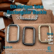 3 cm Dikdörtgen Toka - Çerçeve Toka Özel Metal Kaplama S 3572