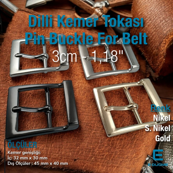 3 cm Dilli Kemer Tokası Metal Özel Kaplama S2136