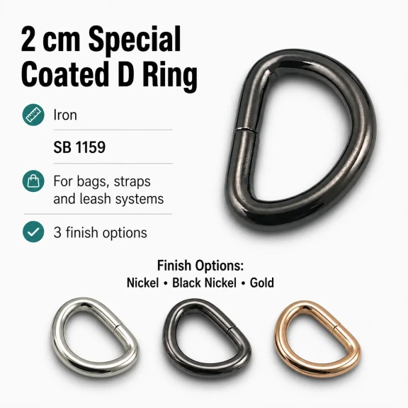 2 cm Özel Kaplama D Toka D Halka Demir SB 1159, 25 mm kayış ve askı sistemleri için ideal metal bağlantı halkası