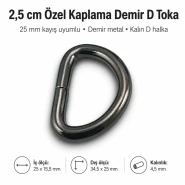 2,5 cm Özel Kaplama D Toka D Halka Demir SB 1175