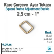 2.5 cm Dikdörtgen Toka - Çerçeve Toka Özel Metal Kaplama SB 1209