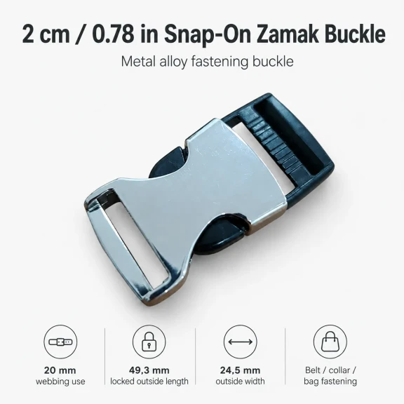 Palaska Tokası 2 cm Geçmeli Zamak Toka Özel Üretim SB 12426 - 20 mm genişlikte, dayanıklı zamak malzemeden üretilmiştir