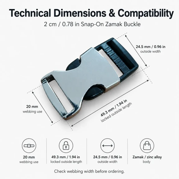 Palaska Tokası 2 cm Geçmeli Zamak Toka Özel Üretim SB 12426 - 20 mm genişlikte, dayanıklı zamak malzemeden üretilmiştir