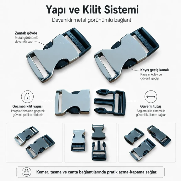 Palaska Tokası 2 cm Geçmeli Zamak Toka Özel Üretim SB 12426 - 20 mm genişlikte, dayanıklı zamak malzemeden üretilmiştir