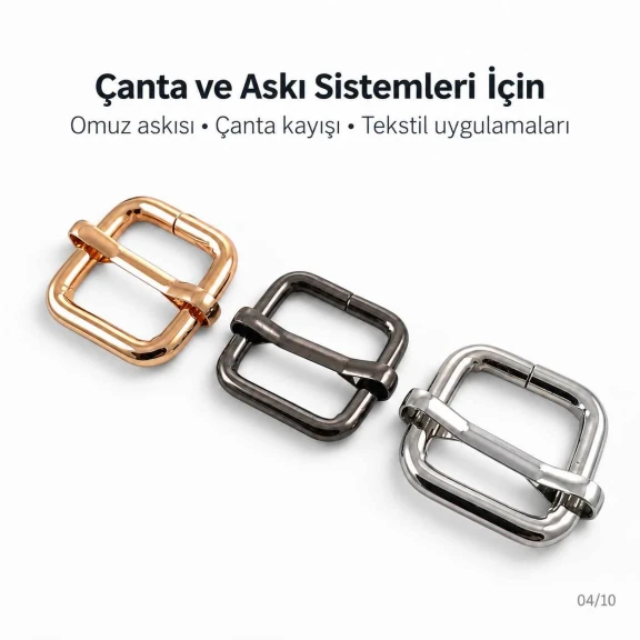 1.5 cm Metal Askı Ayar Tokası Tek Sürgülü Kalın Model Özel Kaplama SB 1251