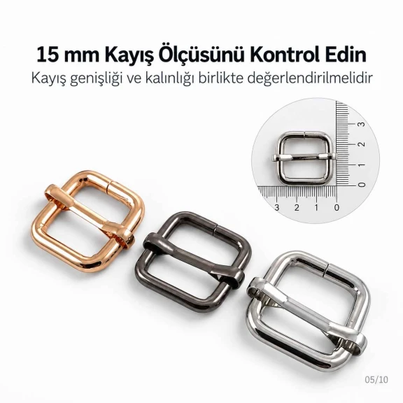 1.5 cm Metal Askı Ayar Tokası Tek Sürgülü Kalın Model Özel Kaplama SB 1251
