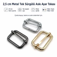 2,5 cm Metal Askı Ayar Tokası Tek Sürgülü SB 1261