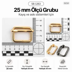 Metal Askı Ayar Tokası 2,5 cm Tek Sürgülü Özel Kaplama SB 1263