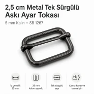 2,5 cm Metal Askı Ayar Tokası Tek Sürgülü 5 mm Kalın SB 1267