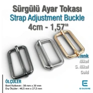 4 cm Metal Askı Ayar Tokası Tek Sürgülü Özel Kaplama SB 1279