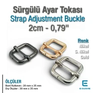 2 cm Geniş Metal Askı Ayar Tokası Tek Sürgülü Kalın Model Özel Kaplama SB 13137