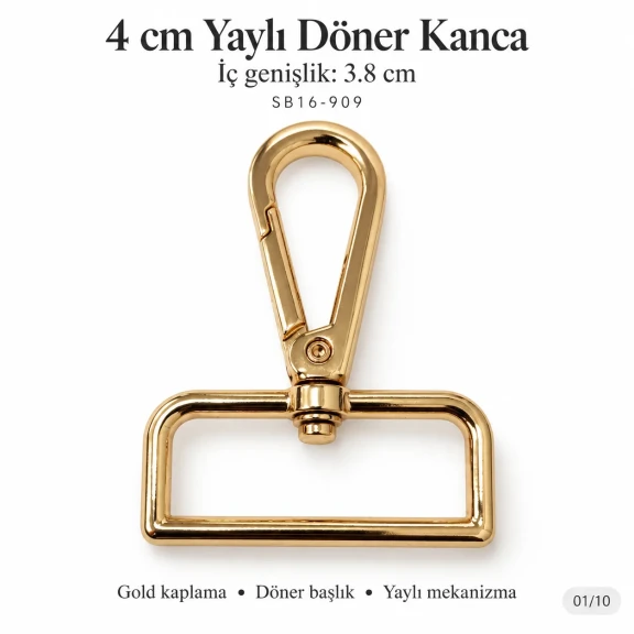 SB 16909 4 cm yaylı döner papağan kanca 38 mm iç genişlik