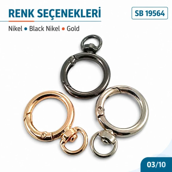 2 cm yaylı anahtarlık halkası, zamak metal, çanta ve aksesuar kullanımı için ideal