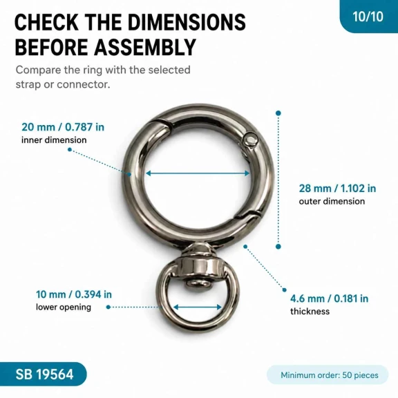 2 cm yaylı anahtarlık halkası, zamak metal, çanta ve aksesuar kullanımı için ideal