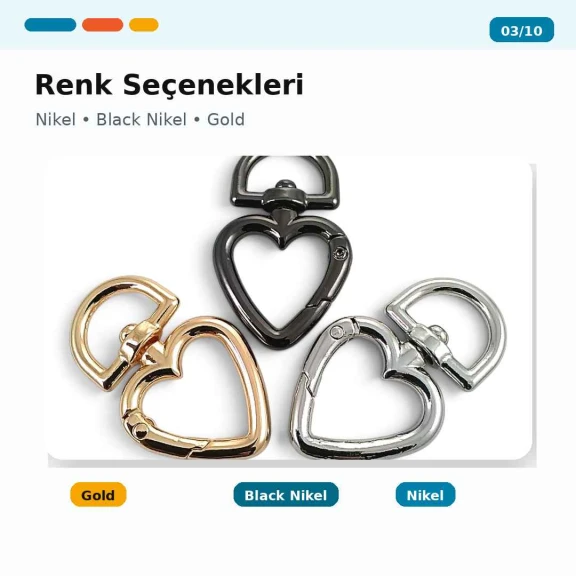 15 mm Heart-Shaped Spring Ring for Bags, Metal Buckle with Durable Finish, Ideal for Bags and Outdoor Gear