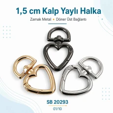 1,5 cm Kalp Yaylı Halka – Zamak Metal Çanta ve Anahtarlık Halkası SB 20293