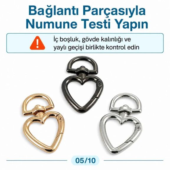 1,5 cm Kalp Yaylı Halka - Zamak Metal Çanta ve Anahtarlık Halkası SB 20293, 15 mm iç açıklık, dayanıklı malzeme, dekoratif