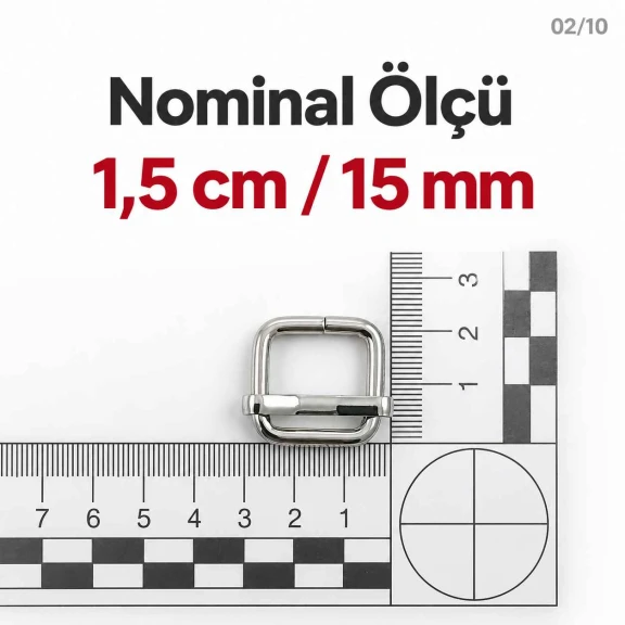 1.5 cm Metal Askı Ayar Tokası - Tek Sürgülü Geniş Model, Özel Kaplama, Dayanıklı Metal Aksesuar