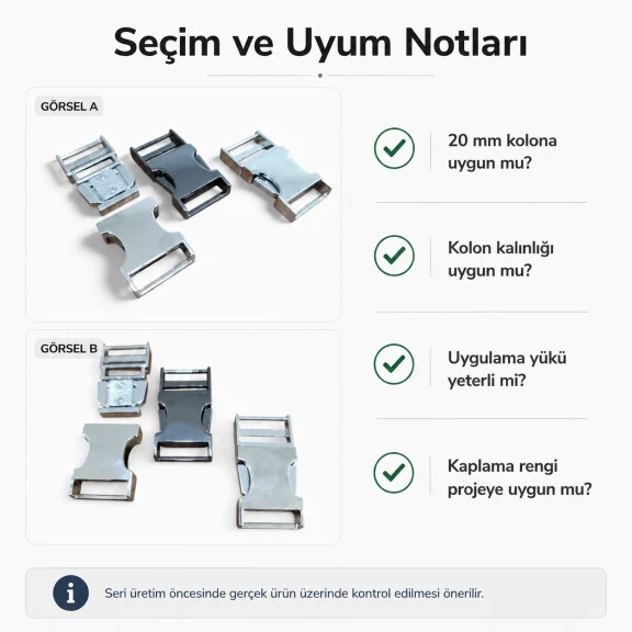 Palaska Tokası 2 cm Geçmeli Zamak Toka Özel Üretim SB 25690 - Kemer, iş kıyafeti, çanta ve evcil hayvan tasmalarında güvenli
