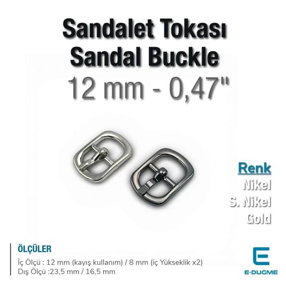 12 mm Metal Dilli Saat Kayış Tokası - Terlik Tokası SB 3012