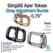 1.5 cm Geniş Metal Askı Ayar Tokası Tek Sürgülü Özel Kaplama SB 5852