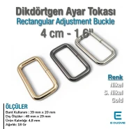 4 cm Çerçeve Toka - Dikdörtgen Toka Özel Metal Kaplama Kalın Model SB 8181