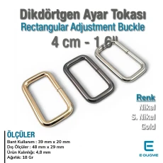 4 cm Çerçeve Toka - Dikdörtgen Toka Özel Metal Kaplama Kalın Model SB 8181