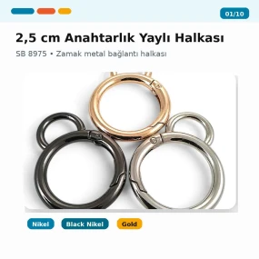 2,5 cm Anahtarlık Yaylı Halkası – Yaylı Sabit 1,2 cm Anahtarlık Halka Toka SB 8975