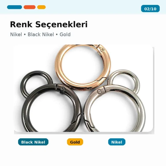 2,5 cm Anahtarlık Yaylı Halkası - Yaylı Sabit 1,2 cm Anahtarlık Halka Toka SB 8975, zamak metal malzeme ile çantalar ve